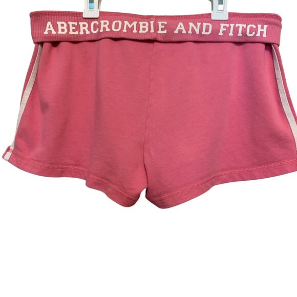 VTG Abercrombie Fitch Women's Gym Booty Shorts Pink White Trim Turn Sz Large - Picture 12 of 16